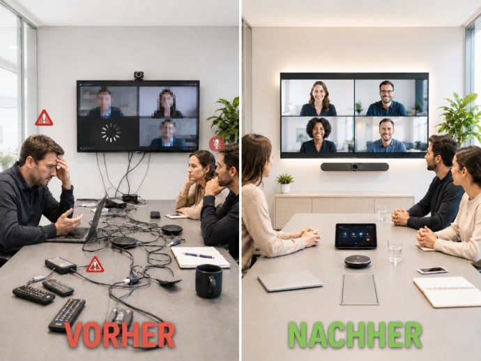 Videokonferenzsystem Vorher-Nachher